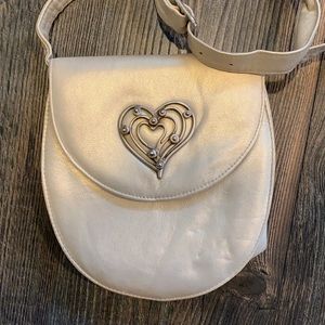 Viva bag of California in metallic shimmer cream w metal heart embellishment